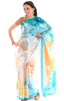 Tokyo satin sárí Divine Art - akvarel v8435