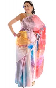 Tokyo satin sárí Divine Art - pastel v8437