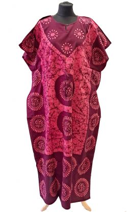 Bavlněný batikovaný kaftan XXL jahodový kaf1568