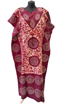 Bavlněný batikovaný kaftan XXL vínový kaf1582