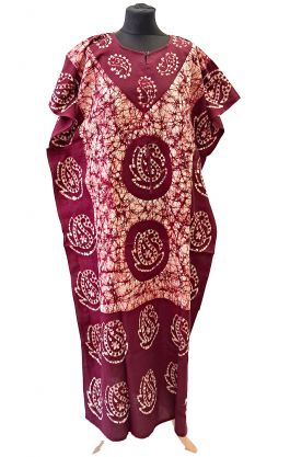 Bavlněný batikovaný kaftan XXL vínový kaf1583