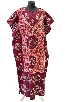 Bavlněný batikovaný kaftan XXL vínový kaf1584