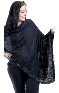 Černá hedvábná dupatta dh1860