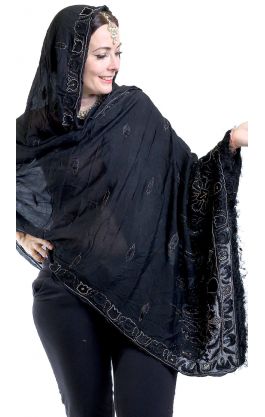 Černá hedvábná dupatta dh1860