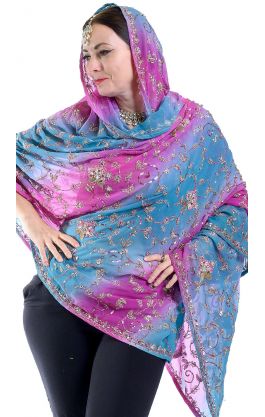 Luxusní vyšívaná zardosi dupatta dh1865