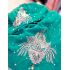 Luxusní vyšívaná akvamarínová dupatta dh1867