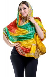 Pestrobarevná rádžasthánská dupatta dh1869