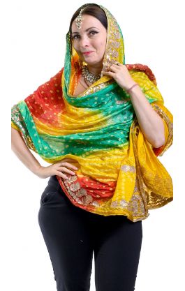 Pestrobarevná rádžasthánská dupatta dh1869