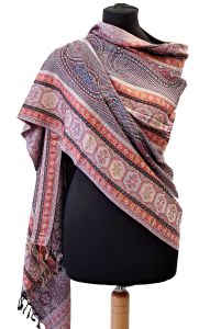 Luxusní originální šála z Indie růžovo-fialová sl3528