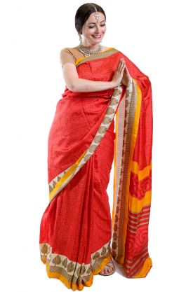 Red Indian saree v8495