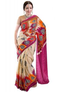 Temple border saree v8497