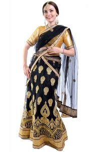 Luxusní bollywoodská lehenga černozlatá S p5483