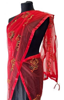 Tylová dupatta červená dh1877