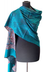Elegantní brokátová šála z Himalájí paví zelená sl3608