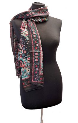 100% hedvábná šálka z pravého hedvábí černá st2212