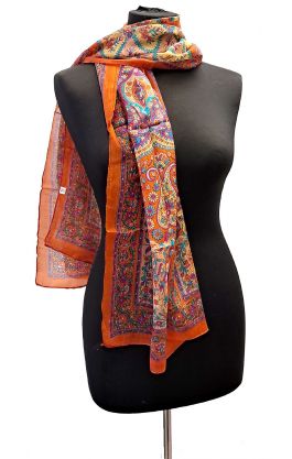 100% hedvábná šálka z pravého hedvábí oranžová st2213