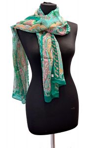 100% hedvábná šálka z pravého hedvábí akvamarínová st2215