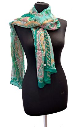 100% hedvábná šálka z pravého hedvábí akvamarínová st2215
