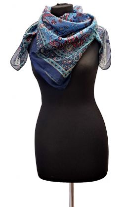 100% hedvábný šátek z pravého hedvábí modrý st2232