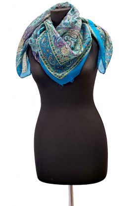 100% hedvábný šátek z pravého hedvábí tyrkysový st2234