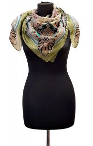 100% hedvábný šátek z pravého hedvábí olivový st2236