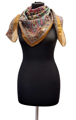 100% hedvábný šátek z pravého hedvábí zlatý st2247