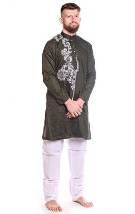 Slavnostní bengálská kurta olivová M sh118
