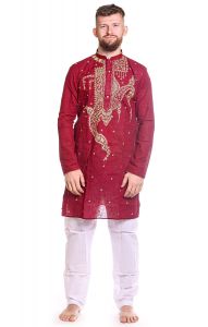 Slavnostní bengálská kurta vínová S sh121