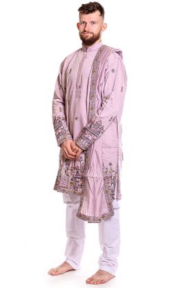 Slavnostní pánské oblečení na indickou svatbu pudrové L-XL sh125