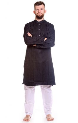 Slavnostní pánské kurta pajama na indickou svatbu černá L-XL sh136