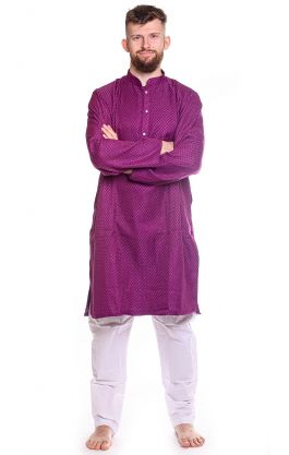 Slavnostní pánské kurta pajama na indickou svatbu fuchsiové L-XL sh138