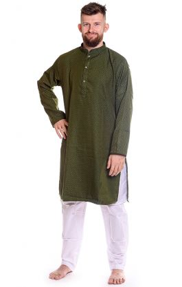 Slavnostní pánské kurta pajama na indickou svatbu olivové L-XL sh140