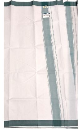 Tradiční indické dhótí - lungi s lahvově zeleným pruhem lu221