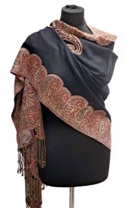 Luxusní hřejivá "kašmírová" šála z Indie temně modrá sl3680