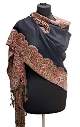 Luxusní hřejivá "kašmírová" šála z Indie temně modrá sl3680