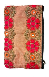 Vyšívaná peněženka na drobné a kreditky oranžová ta223