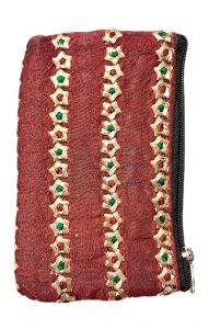 Vyšívaná peněženka na drobné a kreditky vínová ta225