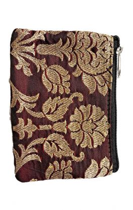 Vyšívaná peněženka na drobné a kreditky vínová ta226