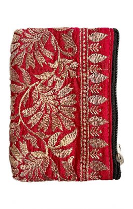 Vyšívaná peněženka na drobné a kreditky růžová ta227