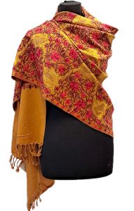 Vyšívaná vlněná šála z Himalájí karamelová sl3683