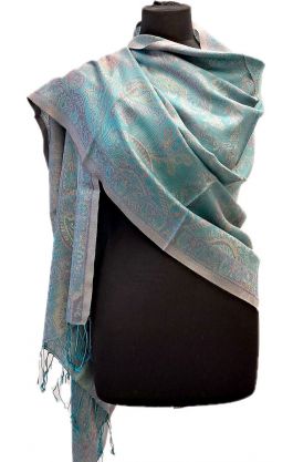 Luxusní originální šála z Indie tyrkysová sl3699
