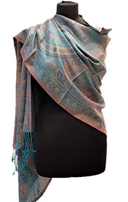 Luxusní originální šála z Indie tyrkysová sl3700