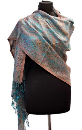 Luxusní originální šála z Indie tyrkysová sl3701