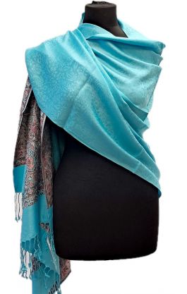 Luxusní šála Heeramandi tyrkysová sl3705