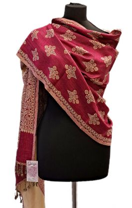 Teplá "kašmírová" šála z Himalájí vanilkovo-růžová sl3709