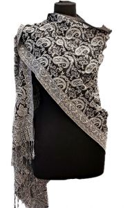 Oboustranná hřejivá "kašmírová" šála černobílá sl3723