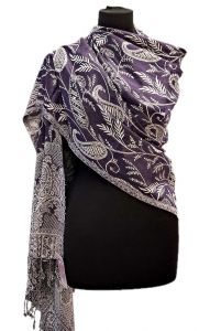 Oboustranná hřejivá "kašmírová" šála bílo-fialová sl3726