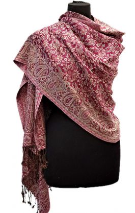 Oboustranná hřejivá "kašmírová" šála malinová sl3729