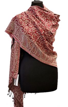 Oboustranná hřejivá "kašmírová" šála vínová sl3736