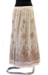 Indická bollywoodská sukně s flitry slonovinová suk5889